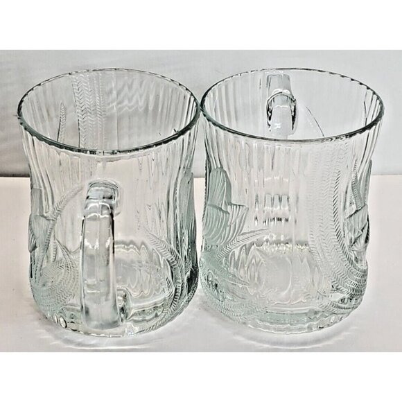 Arcoroc Canterbury Clear Crocus Embossed Vintage Mug Coffee Tea 10 oz set of 2 - Picture 3 of 10